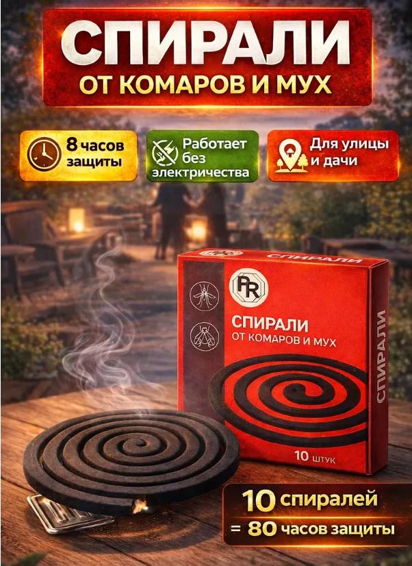 Спирали от комаров и мух с двойным эффектом 10шт