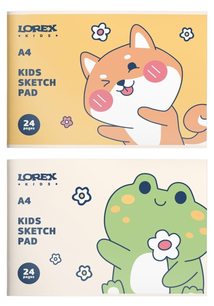 Альбом д/рис. 24 л. А4 скреп. LOREX KIDS CUTE PETS целлюлозн. карт., soft touch, офс. запечатка форзаца