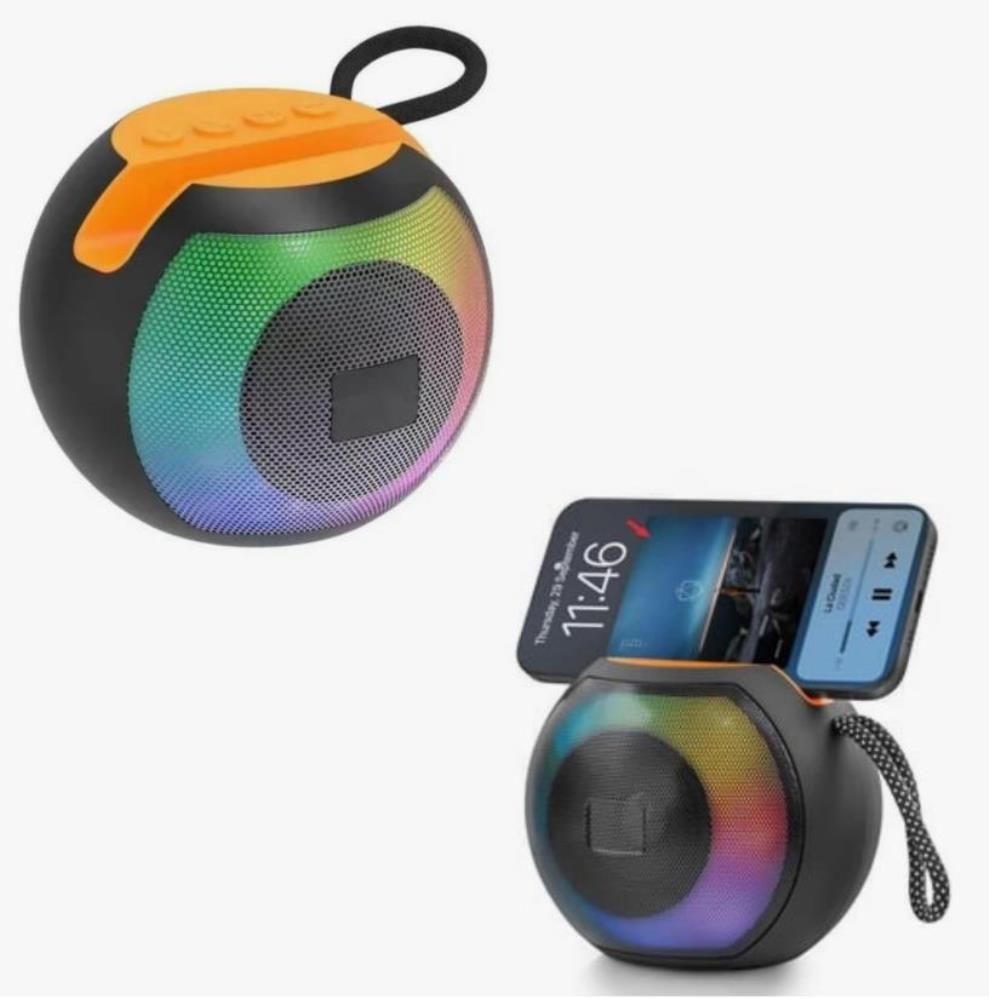 Беспроводная колонка P60 с RGB-подсветкой и держателем для телефона, портативная шариковая Bluetooth-колонка аккумуляторная