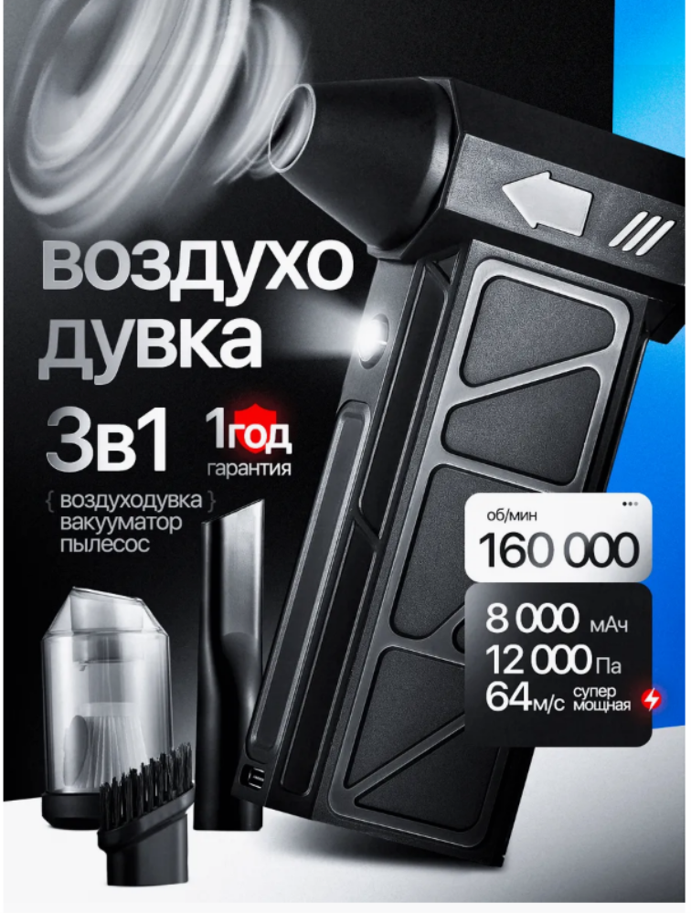 Электрический турбореактивный вентилятор + супер пылесос +прочный кейс 3в1