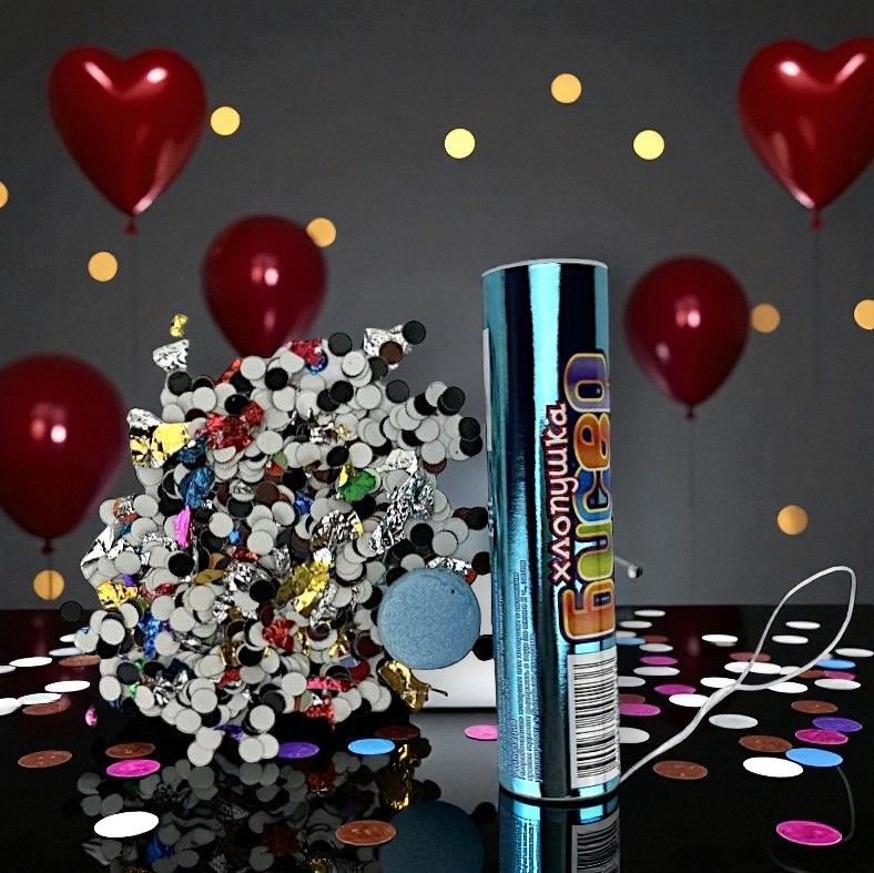 Хлопушка бисер 10см, 6шт/упак Хлопушка бисер 10см, 6шт/упак